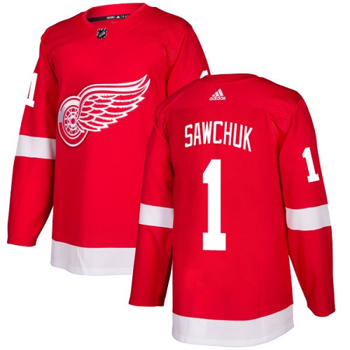Adidas Men Detroit Red Wings #1 Terry Sawchuk Red Home Authentic Stitched NHL Jersey->detroit red wings->NHL Jersey